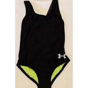 UNDER ARMOUR Little GIRLS One-Piece Swimsuit NEW Sz 4 Black Swimwear Racer Sport